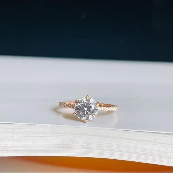 1.5CT Pave Ring Cubic Zirconia Rose Gold Plated size 7 - Picture 2 of 6